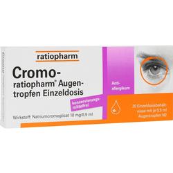 Verpackung von konservierungsmittelfreien Augentropfen gegen Allergien.