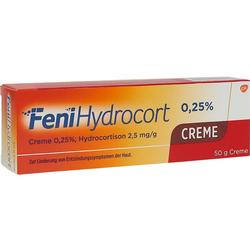 Eine orangefarbene Medikamentenverpackung für Hydrocortison-Creme gegen Hautentzündungen.